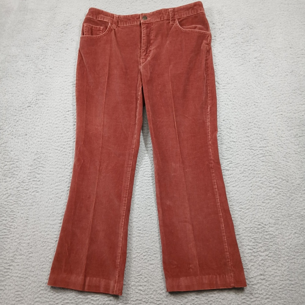 St John's Bay Women's 10‎ Bootcut Corduroy Pants Rust Red Stretch